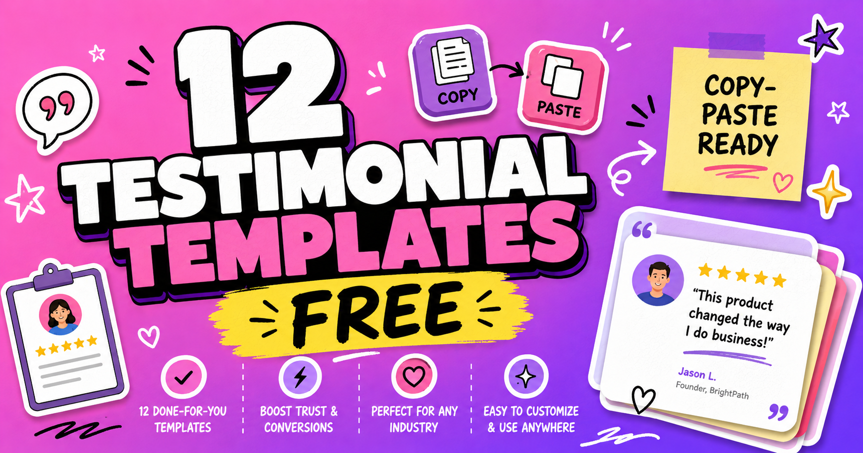 Testimonial templates: 12 free copy-paste templates (2026)